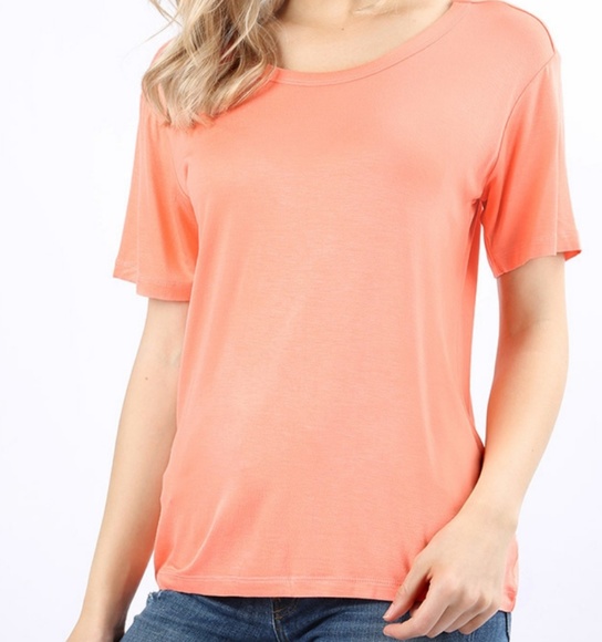 NWOT rayon spandex scoop neck s/s tee soft - Picture 1 of 3